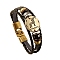 Braided Cowhide Cord Multi-Strand Bracelets, Constellation Bracelet for Men, with Wood Bead & Alloy Clasp, Capricorn, 7-7/8~8-1/2 inch(20~21.5cm) 