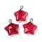 Natural White Jade Pendants, with Rack Plating Brass Findings, Star, Red, 18x15x6mm, Hole: 2mm