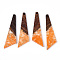 Transparent Resin & Walnut Wood Pendants, with Gold Foil, Quadrilateral Charms, Dark Orange, 49x13x3.5mm, Hole: 2mm