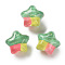 Gradient Color Transparent Hand-drawed Acrylic Beads, Star, Medium Aquamarine, 19.5x21.5x16mm, Hole: 2.3mm