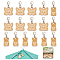 Wood Dog Pendant Locking Stitch Markers, Crochet Lobster Clasp Charms, Old Lace, 3.1~3.3cm, 16pcs/set