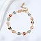 Brass Glass Link Chain Bracelets for Women, Butterfly, 7-1/8 inch(18cm)