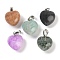 Natural Mixed Stone Pendants, Heart Charms with Brass Snap on Bails, Platinum, Mixed Dyed and Undyed, 18x15.5x10mm, Hole: 5x3mm