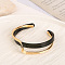 Golden Brass Cuff Bangles for Women, with Natural Shell, Black, 5/8 inch(1.5cm), Inner Diameter: 2-1/4 inch(5.8cm)