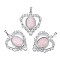 Natural Rose Quartz Pendants, with Rack Plating Platinum Tone Brass Findings, Heart, 38.5x34x8mm, Hole: 7x5mm