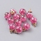 Transparent Glass Globe Pendants, with Resin Rhinestone inside & CCB Plastic Pendant Bails, Round, Light Gold, Magenta, 22x16mm, Hole: 2.5mm