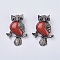 Gemstone Pendant, with Alloy Findings and Rhinestone, Owl, 50x35x7.5~9mm, Hole: 5x8mm