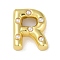Brass Pendants, Cadmium Free & Nickel Free & Lead Free, with ABS, Letter A~Z, Letter R, 21x17x6.5mm, Hole: 3.5mm