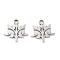 Non-Tarnish 316 Surgical Stainless Steel Charms, Manual Polishing, Laser Cut, Leaf Charms, Stainless Steel Color, 11.5x12x1mm, Hole: 1.6mm