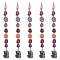 7 Chakra Nuggets Natural Gemstone Pocket Pendant Decorations, Nylon Thread and Gemstone Chip Tassel Hanging Ornaments, Red, 340x22mm