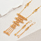 Geometric Cutout Fringe Brass Necklaces & Earrings Set for Women, Real 18K Gold Plated