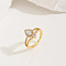 Brass Micro Pave Cubic Zirconia Double Layer Finger Rings, Teardrop, Golden, Teardrop: 14mm, US Size 6(16.5mm)