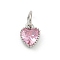 Brass Micro Pave Cubic Zirconia Pendants, Heart Charms, Rack Plating, Long-Lasting Plated, with Jump Ring, Pink, 9x7x3.5mm