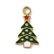 Christmas Themes 304 Stainless Steel Enamel Pendants, Real 18K Gold Plated, Christmas Tree, 19x10.5x1.5mm, Hole: 2.8mm