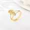 Brass Micro Pave Cubic Zirconia Finger Rings, Cadmium Free & Nickel Free & Lead Free, for Women, Letter U, US Size 3(14mm)