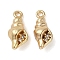 Brass Micro Pave Cubic Zirconia Pendants, Cadmium Free & Nickel Free & Lead Free, Shell Shape Charms, Real 18K Gold Plated, 12x5.5x4mm, Hole: 1mm