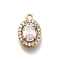 Brass Micro Pave Cubic Zirconia Pendants, Cadmium Free & Nickel Free & Lead Free, Oval Charms, Real 18K Gold Plated, Clear, 13x8.5x5mm, Hole: 1.2mm