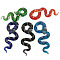 Handmade Lampwork Big Pendants, Snake, Mixed Color, 66x27mm, Hole: 12mm