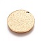 Ion Plating(IP) 304 Stainless Steel Textured Pendants, Flat Round, Golden, 15x1mm, Hole: 1.6mm