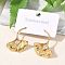 304 Stainless Steel Micro Pave Clear Cubic Zirconia Stud Earrings, Ginkgo Leaf, Golden, 31x27mm