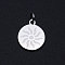 Non-Tarnish 201 Stainless Steel Charms, with Jump Rings, Flat Round with Sun, Stainless Steel Color, 14.5x12x1mm, Hole: 3mm