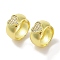 Brass Micro Pave Clear Cubic Zirconia Cuff Earrings for Women, Heart, Real 18K Gold Plated, 14x6.5mm