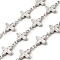 304 Stainless Steel Clover Link Chains, Unwelded, with Spool, Stainless Steel Color, 18.5x13x2.5mm, 5m/roll