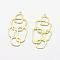 Brass Pendants, Lead Free & Cadmium Free & Nickel Free, Raw(Unplated), 41x20x1mm, Hole: 1mm