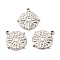Non-Tarnish 201 Stainless Steel Pendants, Textured, Flat Round with Sun, Stainless Steel Color, 22x19x2mm, Hole: 1.8mm