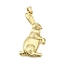 Rack Plating Brass Pendants, Rabbit, Cadmium Free & Lead Free, Long-Lasting Plated, Real 18K Gold Plated, 37.5x17x5mm, Hole: 5x3.5mm