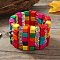 Bohemia & Ethnic Style Wood Stretch Bracelets for Women, Dyed, Colorful, Inner Diameter: 2-1/8~2-1/2 inch(5.3~6.2cm)