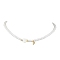 Brass Micro Pave Grade AAA Cubic Zirconia Letter Pendant Necklaces, Heart & Round Baking Painted Pearlized Glass Pearl Beaded Necklaces for Women, Letter P, 15.20 inch(38.6cm)