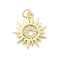 Brass Micro Pave Clear Cubic Zirconia Pendants, Sun, Lead Free & Cadmium Free, Long-Lasting Plated, Rack Plating, with Jump Ring, Real 18K Gold Plated, 20.5x18x1.5mm, Hole: 3mm