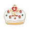 Christmas Alloy Enamel Pendants, Golden, Cake, 23x23x1.2mm, Hole: 1.6mm