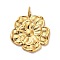 304 Stainless Steel Pendants, with Jump Ring, Flower Charm, Ion Plating(IP), Real 14K Gold Plated, 27x25.5x2.5mm, Hole: 5x2.5mm