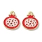 Fruit Alloy Enamel Charms, Pomegranate, Light Gold, Hot Pink, 17x14x1.5mm, Hole: 1.6mm