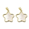 Brass Pave Shell Pendants, Geometric Charms, Real 18K Gold Plated, Star, 19.5x17.5x2mm, Hole: 3x5mm