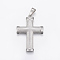 Non-Tarnish 304 Stainless Steel Pendants with 201 Stainless Steel Clasp, Large Hole Pendants, Cross, Stainless Steel Color, 45x31x3.5mm, Hole: 9x5mm