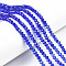 Electroplate Glass Beads Strands, AB Color Plated, Faceted, Rondelle, Blue, 4x3mm, Hole: 0.4mm, about 110~115pcs/strand, 39~40cm