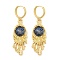 Rack Plating Brass Dangle Earrings for Women, Cadmium Free & Lead Free, Long-Lasting Plated, Evil Eye, Black, 63x18.5mm
