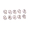 10Pcs Transparency Glass Beads, Flat Round with Number 0~9, Pink, 8x7.5x6.5mm, Hole: 1.5mm