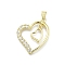 Brass Micro Pave Cubic Zirconia Pendants, Heart, Long-Lasting Plated, Lead Free & Cadmium Free, Rack Plating, Real 18K Gold Plated, 27x22x2mm, Hole: 3.5x4mm