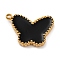 Ion Plating(IP) 304 Stainless Steel Enamel Pendants, Real 18K Gold Plated, Butterfly Charm, Black, 21x17.5x2.5mm, Hole: 1.8mm