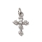 Brass Micro Pave Cubic Zirconia Pendants, Cross Charms, Long-Lasting Plated, Cadmium Free & Lead Free, Rack Plating, with Jump Ring, Platinum, 17.5x11x2mm, Hole: 3.5mm
