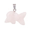 Natural Rose Quartz Pendants, Dolphin, 20mm