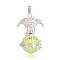 Silver Color Plated Brass Hollow Round Cage Pendants, with No Hole Spray Painted Brass Beads, Yellow, 47x30x21mm, Hole: 3x8mm
