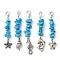 Synthetic Turquoise Chip Pendant Decorations, with Alloy Charms and Lobster Claw Clasps, Mixed Shapes, Antique Silver, 58~68mm