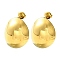 Ion Plating(IP) 304 Stainless Steel Stud Earrings, Oval, Real 14K Gold Plated, 25x20.5mm
