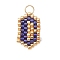 Handmade MIYUKI Seed Beads, Loom Pattern Letter Pendants, with 304 Stainless Steel Jump Rings, Letter C, 15x9x2mm, Hole: 2.5mm