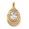 Brass Micro Pave Cubic Zirconia Pendants, Cadmium Free & Nickel Free & Lead Free, with Glass, Teardrop, Clear, 26.5~27x16.5x6mm, Hole: 5x2.5mm